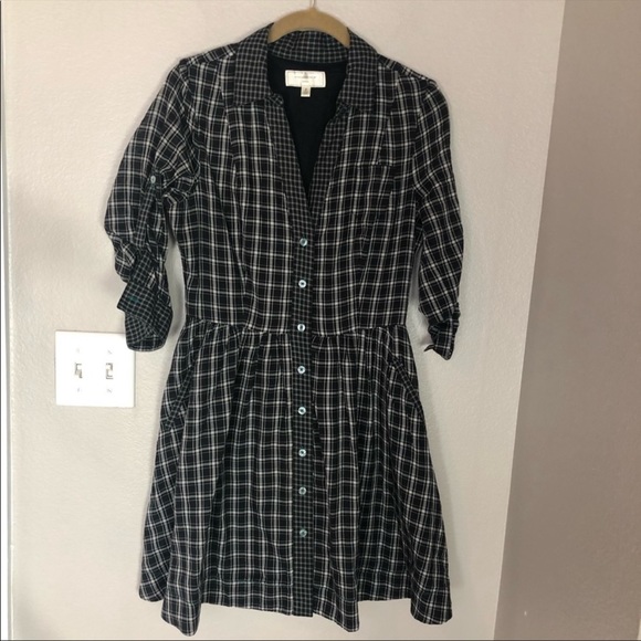 Anthropologie Moulinette Soeurs Plaid Button Down Shirt Dress with Collar - Picture 3 of 5